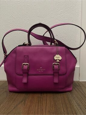 kate spade Magenta Leather Satchel with Gold Hardware